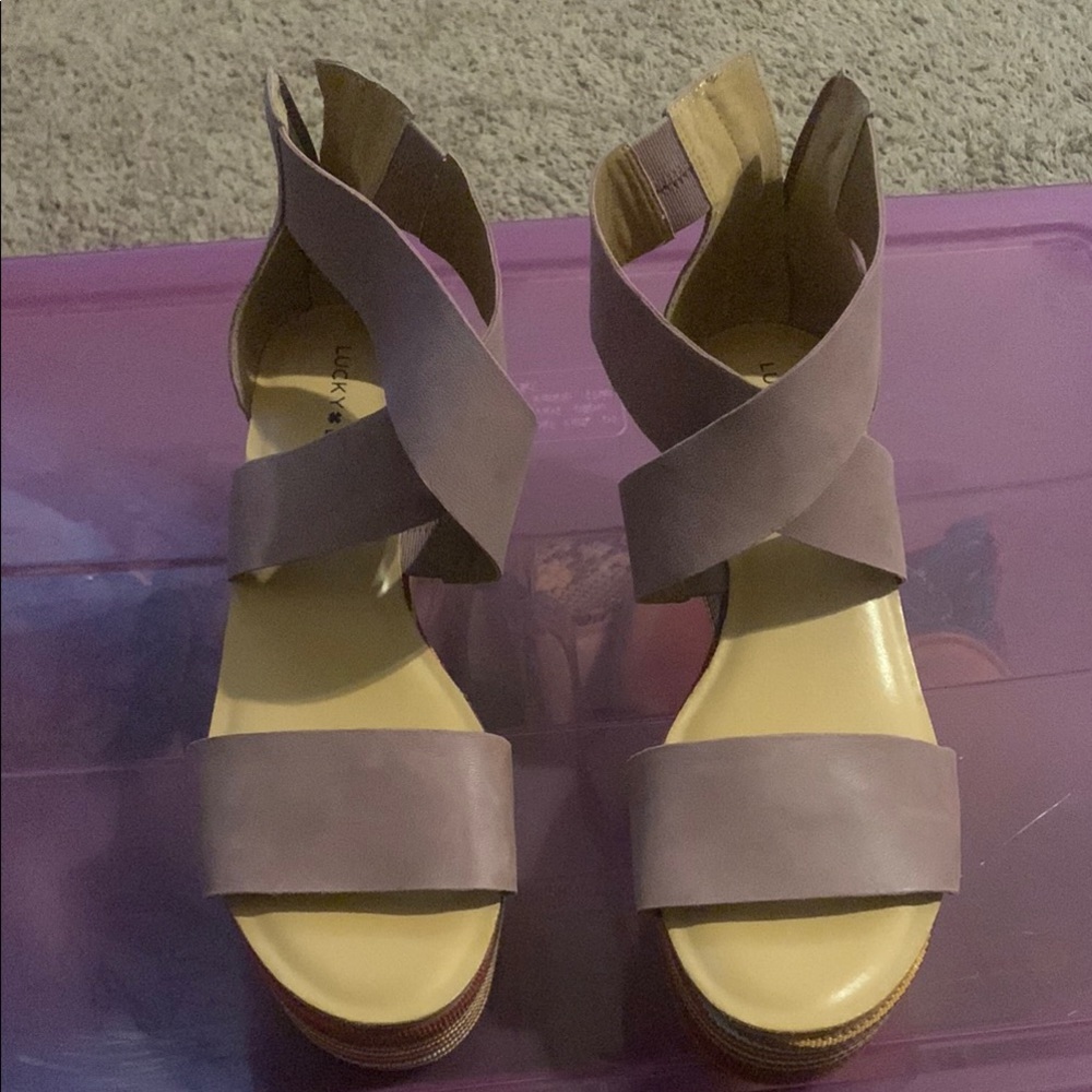 Lucky Brand Purple Wedges with Crisscross Straps
